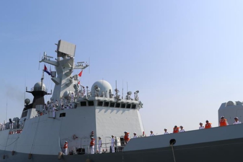 China’s missile frigate Wuhu arriving at Sihanoukville Autonomous Port, Cambodia on January 9, 2019. Photo: Xinhua