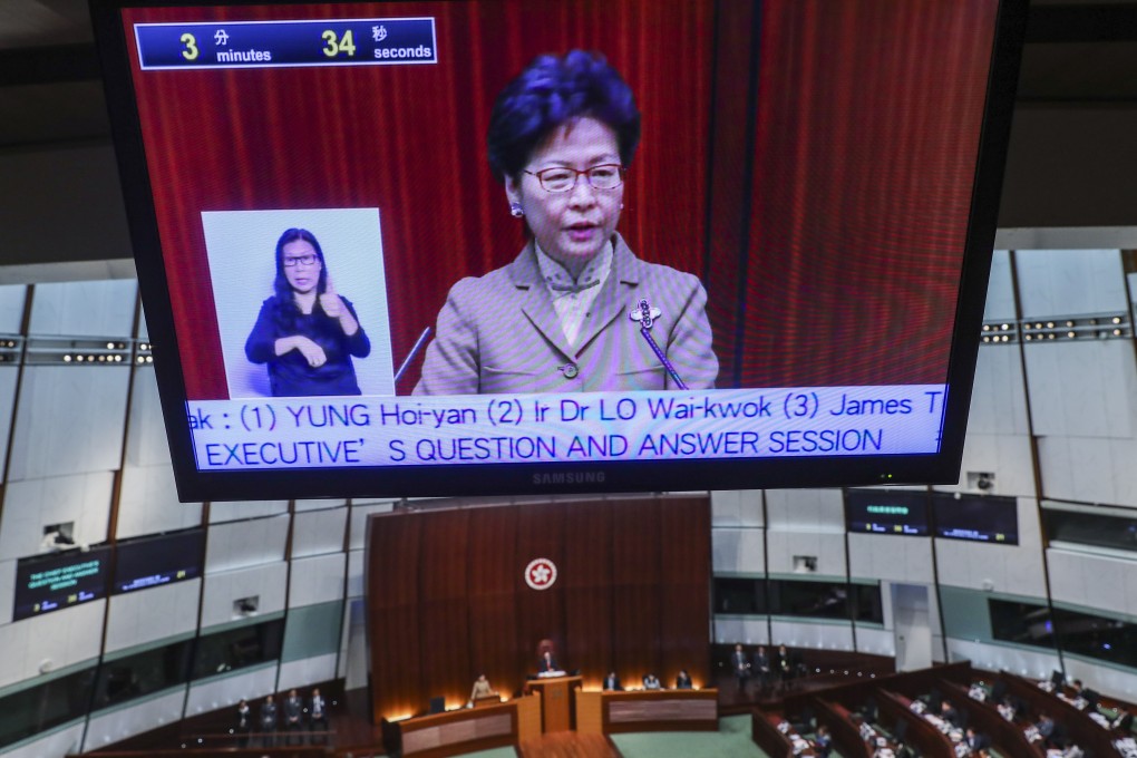 Chief Executive Carrie Lam at a Legislative Council question-and-answer session. Photo: Sam Tsang