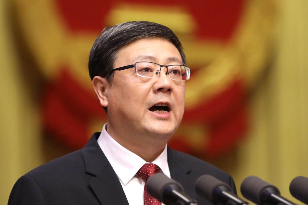 Beijing mayor Chen Jining delivers his government work report on Monday. Photo: Simon Song