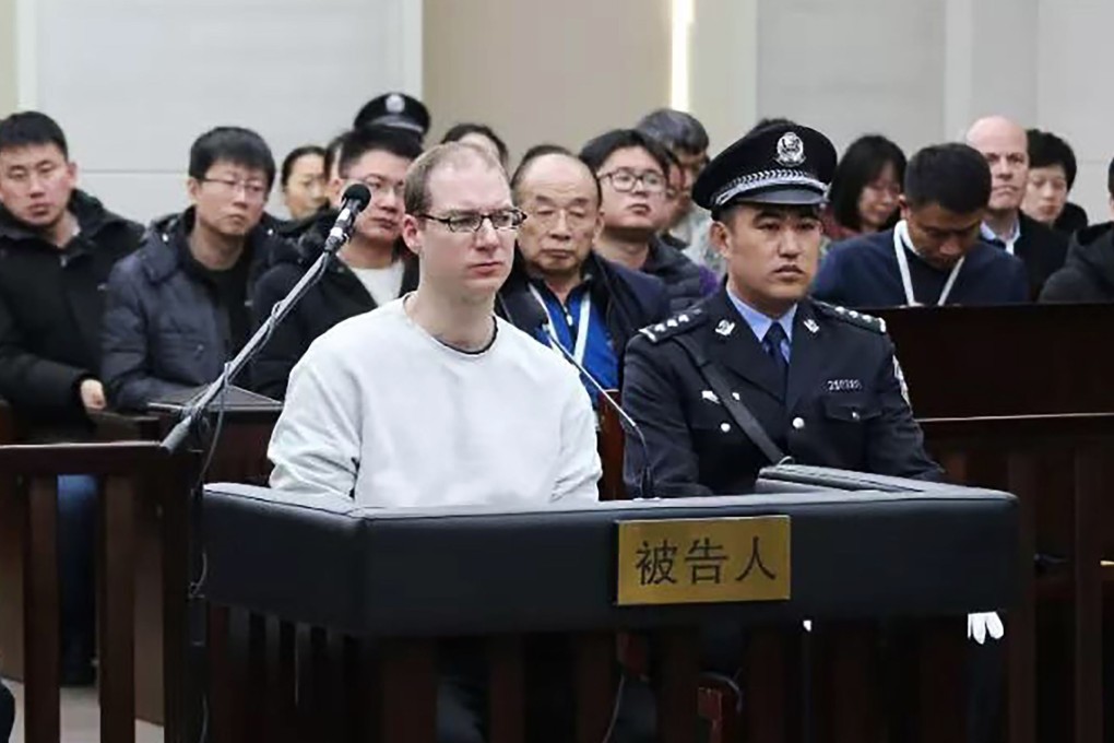 This photo released by the Intermediate Peoples' Court of Dalian on Monday shows Canadian Robert Lloyd Schellenberg during his retrial on drug trafficking charges. Photo: AFP