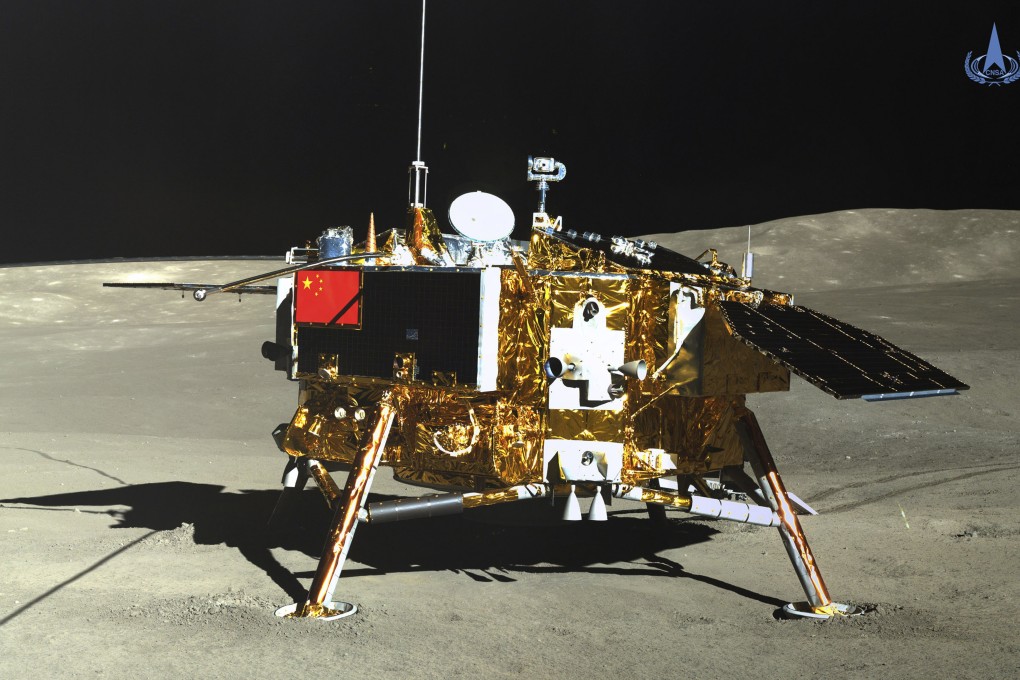 The lunar lander of the Chang'e-4 mission is seen in a photo taken by the rover. Photo: Xinhua/CNSA