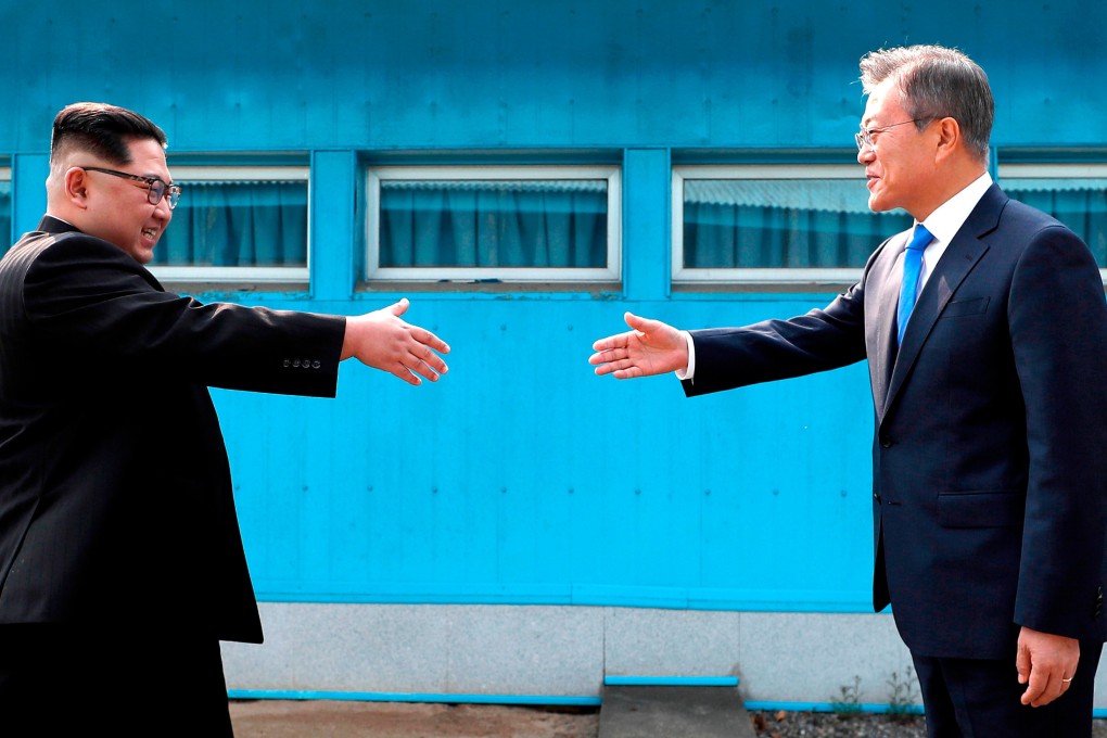 North Korean leader Kim Jong-un with South Korean President Moon Jae-in. Photo: AP