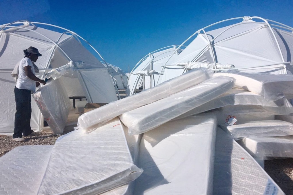 Mattresses and tents set up for attendees of the Fyre Festival. Photo: Jake Strang via AP