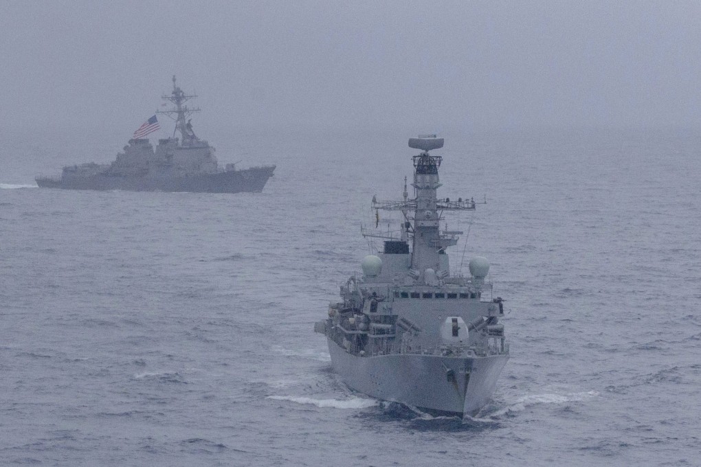 The USS McCampbell and HMS Argyll conduct their joint exercise. Photo: US Navy