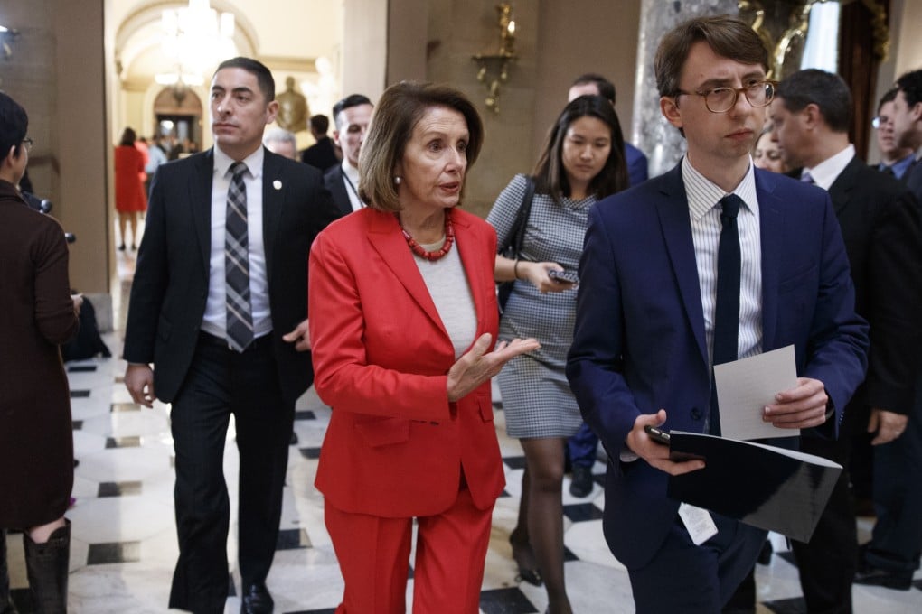 US Speaker of the House Nancy Pelosi walks through Statuary Hall in the US Capitol Capitol in Washington on Wednesday. Photo: EPA