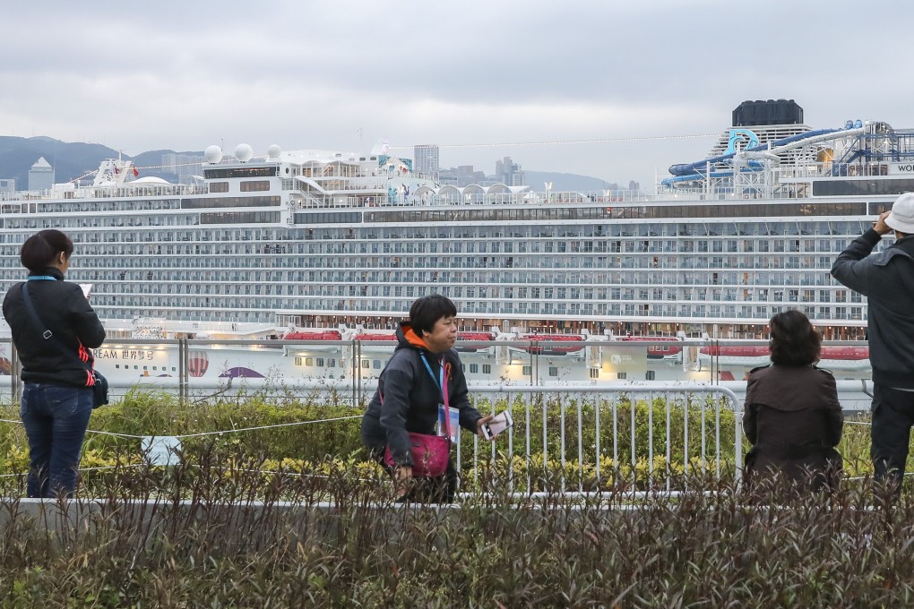 Visitors taking pictures of a cruise ship at the Kai Tak Cruise Terminal. Photo: K.Y. Cheng