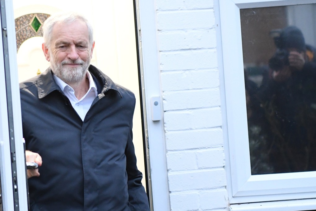 Britain’s opposition Labour Party leader Jeremy Corbyn leaves his home in London on Wednesday. Photo: EPA