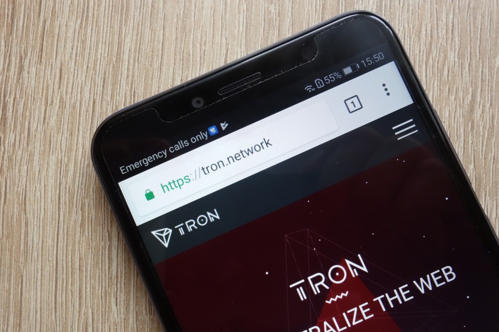 TRON (TRX) cryptocurrency website displayed on Huawei Y6 2018 smartphone. Photo: Shutterstock