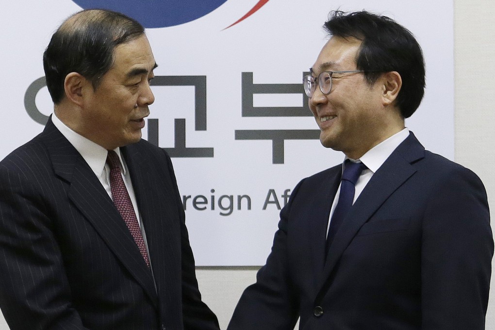 Chinese Foreign Vice-Minister Kong Xuanyou (left) and South Korea's Special Representative for Korean peninsula Peace and Security Affairs Lee Do-hoon met in Seoul on Thursday to discuss North Korean nuclear issues. Photo: AP