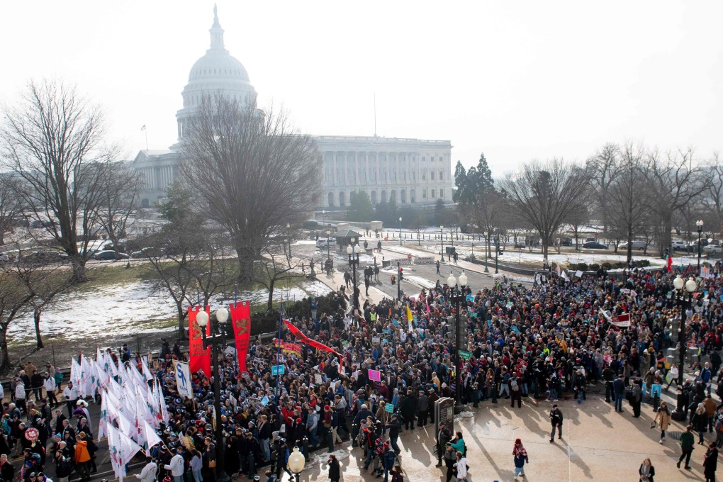 Anti-abortion activists in Washington on Friday. Photo: AFP
