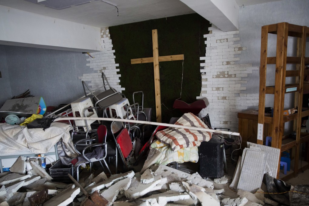 An underground church in China, after being demolished as part of Beijing’s crackdown on unsanctioned religious organisations. Photo: AP