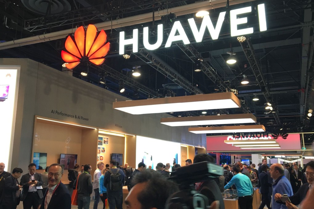 The Huawei booth is seen during CES 2019 consumer electronics show at the Las Vegas Convention Center in Las Vegas, Nevada.(Photo by Robert LEVER / AFP)