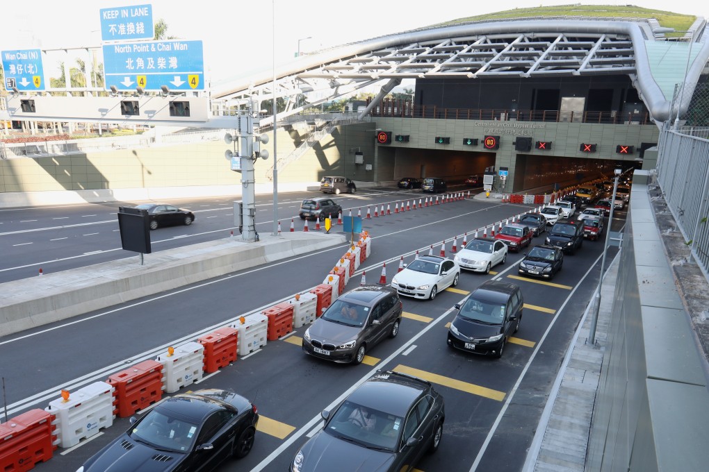 View of the traffic at the Central Tunnel Portal, aka exit and entrance in Central, of the Central - Wan Chai Bypass and Island Eastern Corridor Link. SCMP / Dickson Lee
