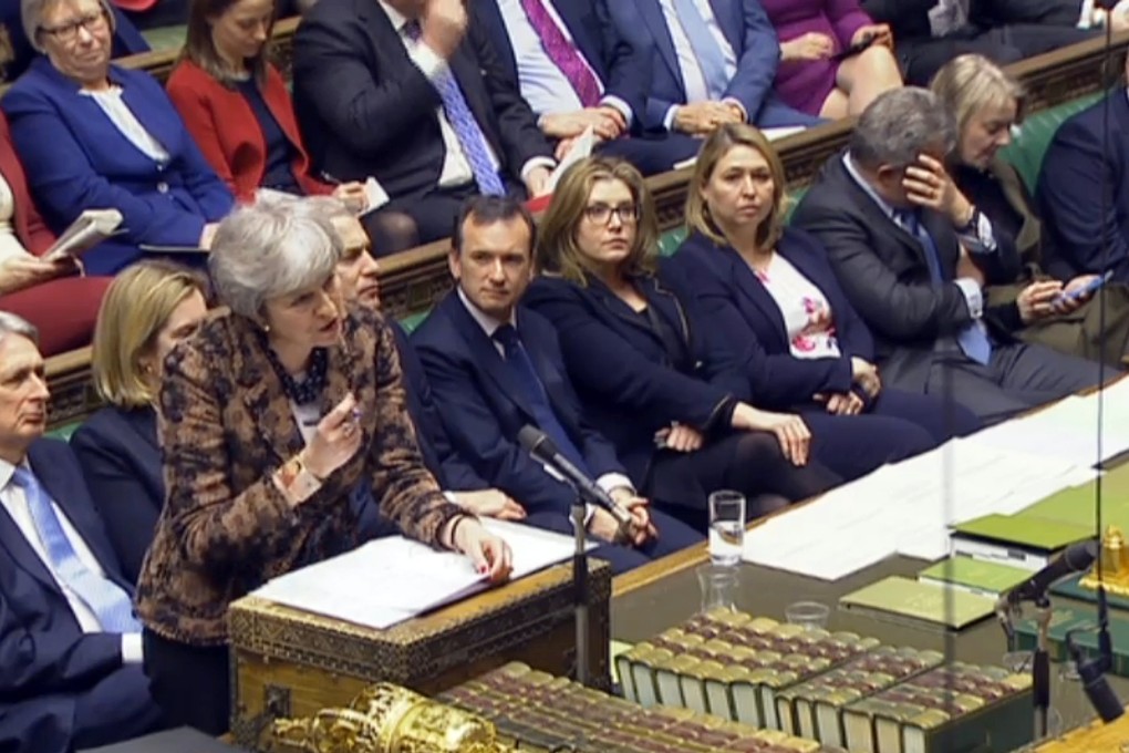 Britain's Prime Minister Theresa May speaks in the House of Commons in London on Monday. Photo: EPA