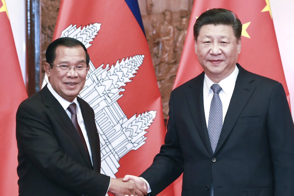 Cambodian Prime Minister Hun Sen with Chinese President Xi Jinping in Beijing. Photo: Xinhua