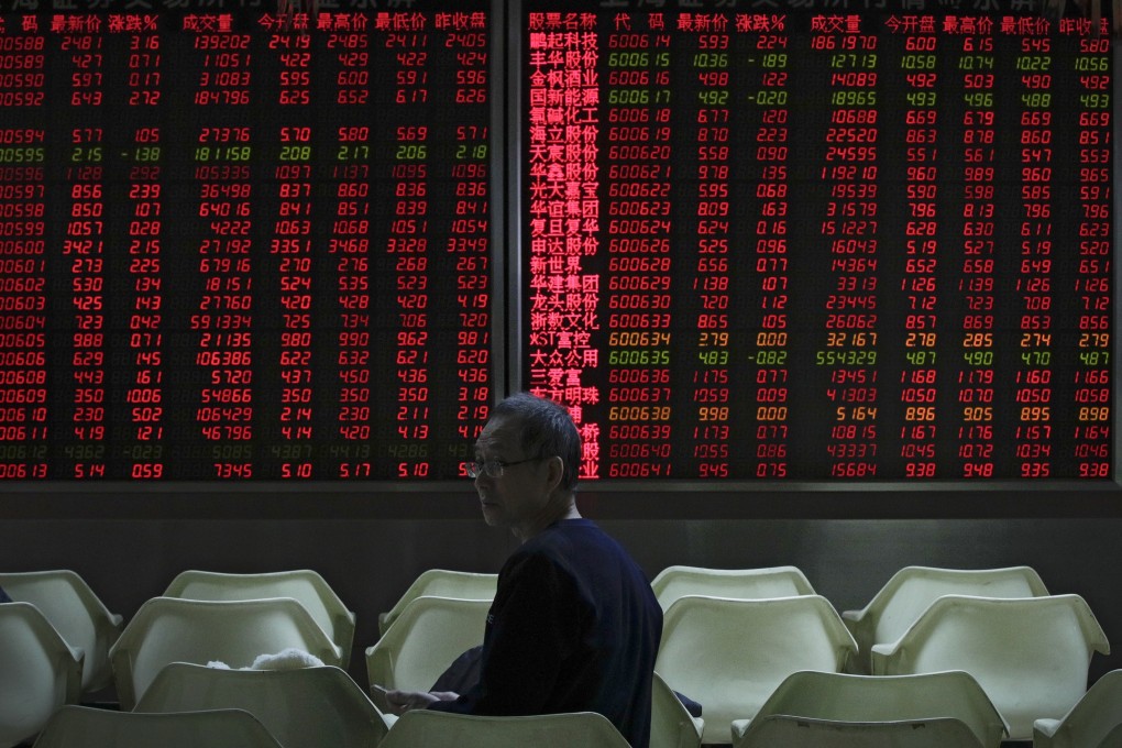 A man looks back as he monitors stock prices at a brokerage house in Beijing on January 9, 2019. Photo: Associated Press