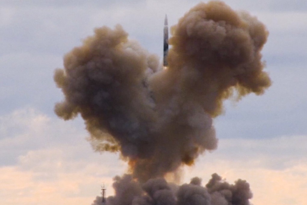 The Avangard “hypersonic vehicle” blasts off during a test launch at an undisclosed location in Russia. Photo: AP