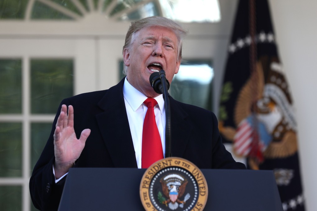 US President Donald Trump announcing a deal to end the government shutdown from the Rose Garden of the White House on Friday. Photo: AFP