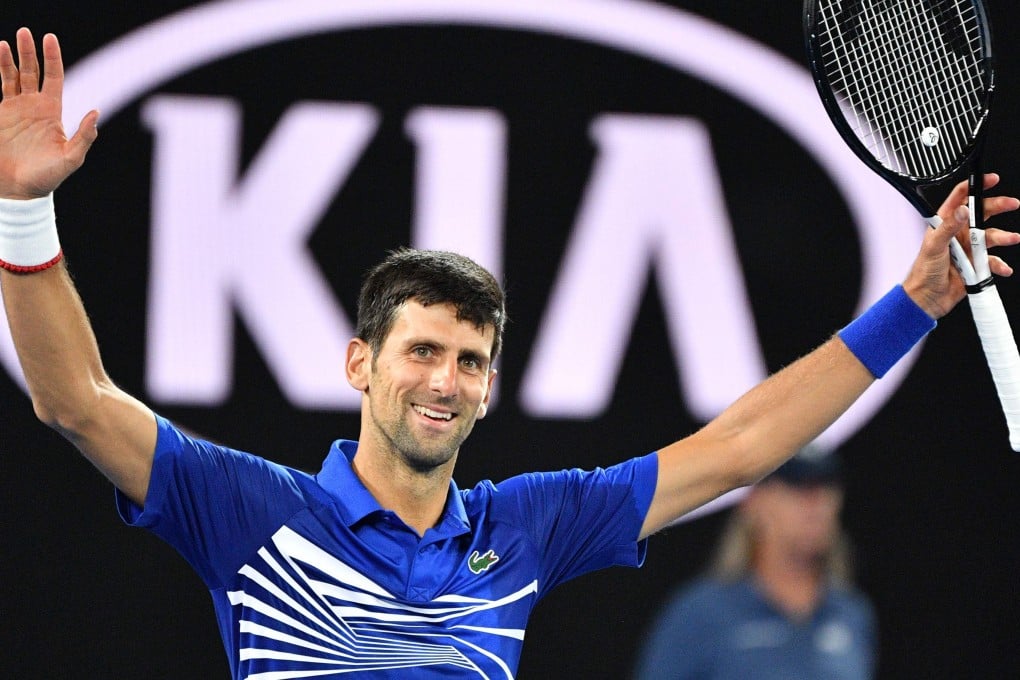 Serbia's Novak Djokovic celebrates his victory against Spain's Rafael Nadal after the men's singles final at the Australian Open. Photo: AFP