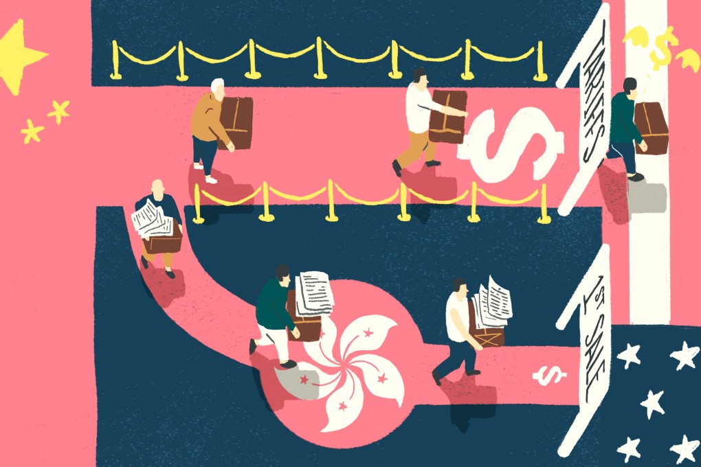A 30-year-old piece of US legislation called the “first sale rule” is offering companies an opportunity to avoid Trump’s tariffs by moving goods through Hong Kong. Illustration by Perry Tse