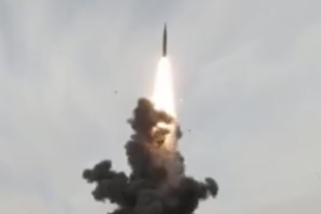 The PLA Rocket Force launched at least one DF-26 missile during the exercise in northwest China. Photo: Weibo