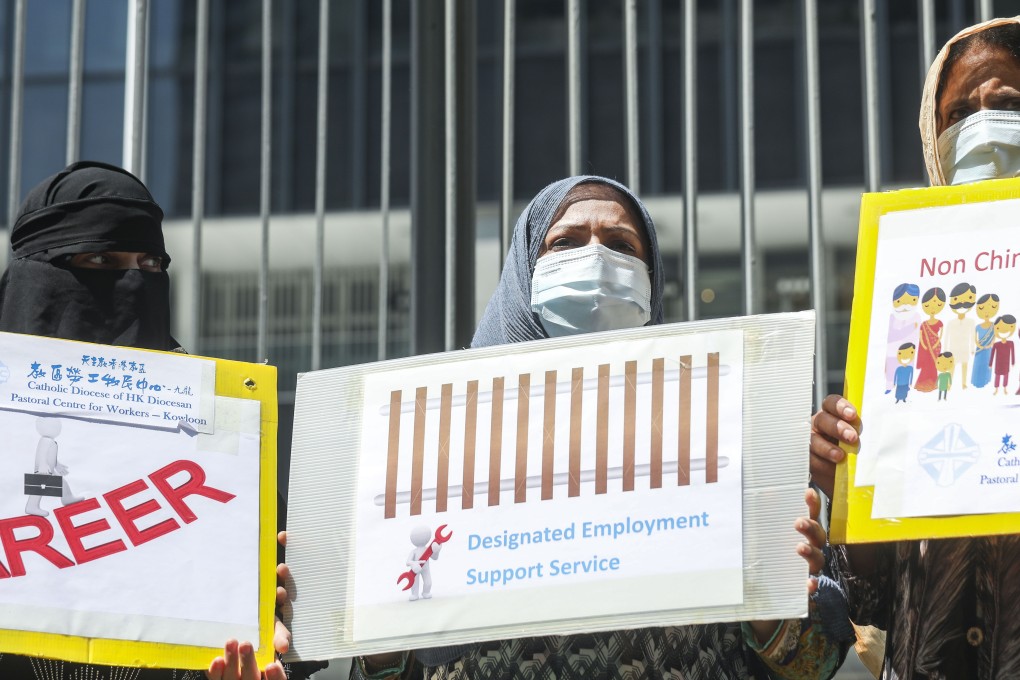 Ethnic minority residents call for access to equal opportunities at a rally last October. Photo: Xiaomei Chen
