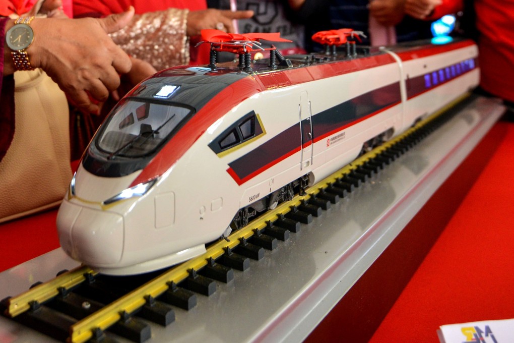 A model of a proposed East Coast Rail Link train during the project’s ground breaking ceremony in 2017. Photo: Xinhua