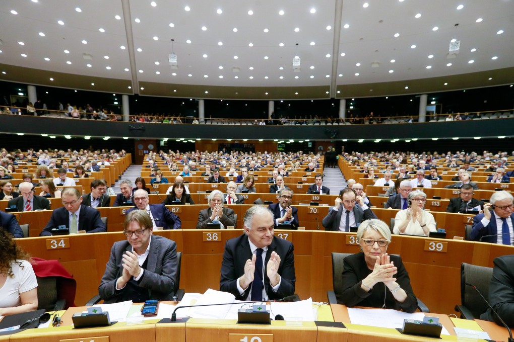 A general view of the hemicycle during a plenary session at the European Parliament in Brussels, Belgium, 31 January 2019. The parliament voted for the official recognition of the President of the National Assembly (Parliament) of Venezuela and self-proclaimed interim President of the country Juan Guaido as president of Venezuela. Photo: EPA-EFE/STEPHANIE LECOCQ