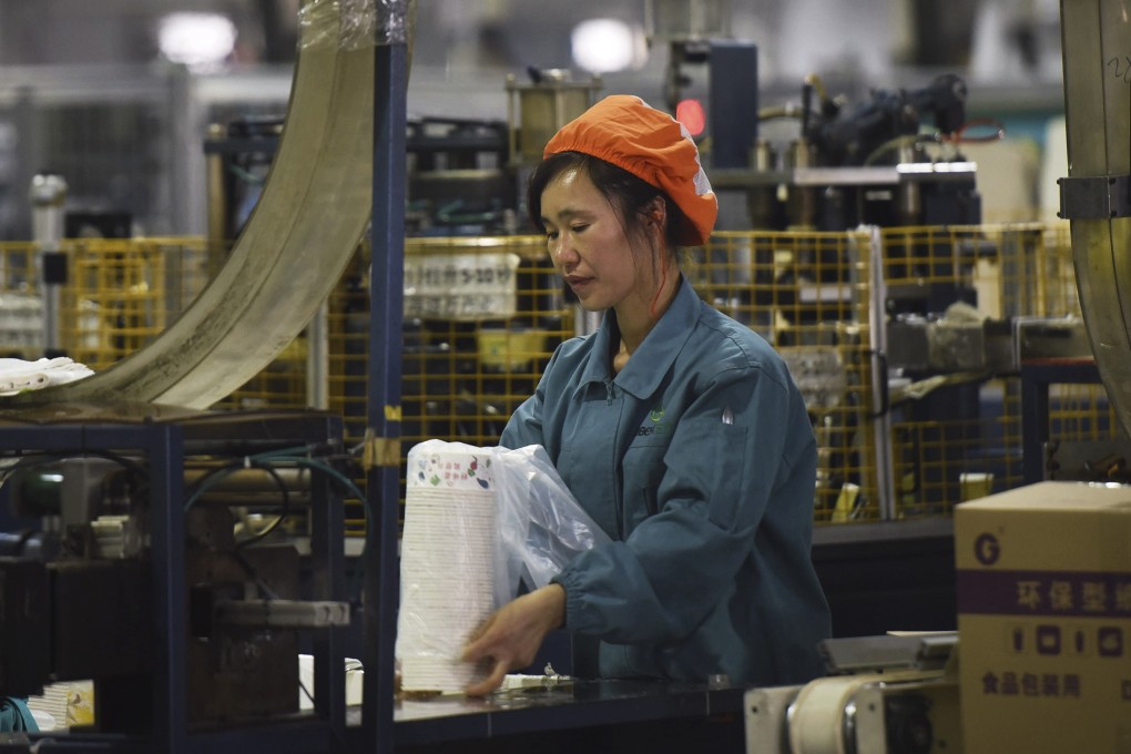 A factory in Hangzhou, China’s Zhejiang province. Growth in the final quarter of the year decelerated to 6.4 per cent. Photo: AP