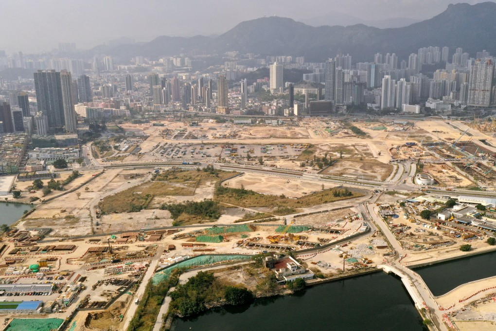 Aerial drone view of the former Kai Tak runway site taken January 31, 2019. Photo: Martin Chan