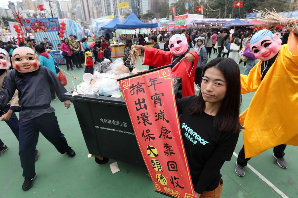 Kate Lin, a senior campaigner for Greenpeace, has been urging Hongkongers to go green at the Lunar New Year fair in Victoria Park. Photo: Xiaomei Chen