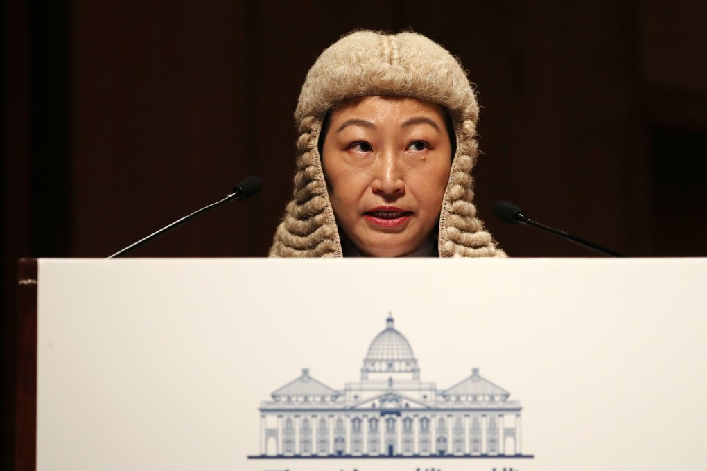 Secretary for Justice Teresa Cheng Yeuk-wah, attends the ceremonial opening of legal year at City Hall, Central. Photo: Robert Ng