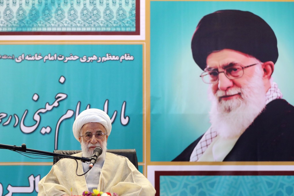 Ahmad Jannati, a senior cleric in Iran, delivering a speech on Friday at the mausoleum of the late founder of the Islamic Republic, Ayatollah Ruhollah Khomeini, on the 40th anniversary of Khomeini's return from exile from Paris. Photo: AFP