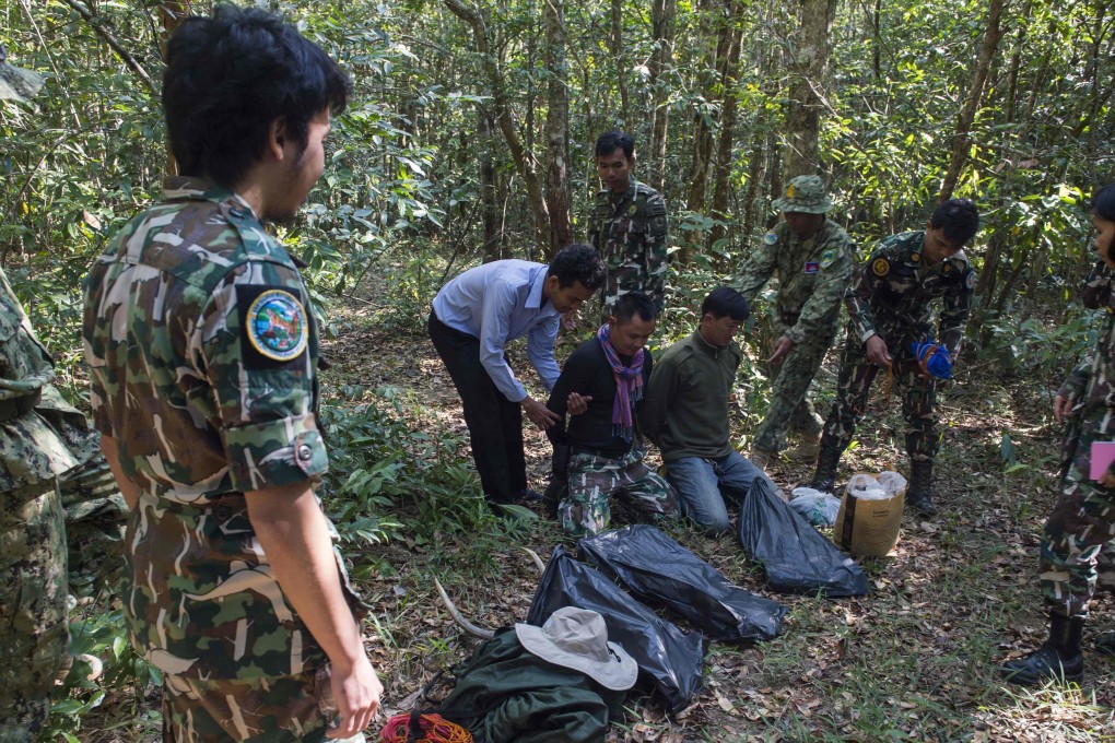 Forest rangers from Thailand together with Cambodian and Laos rangers during a mock raid. Photo: AFP
