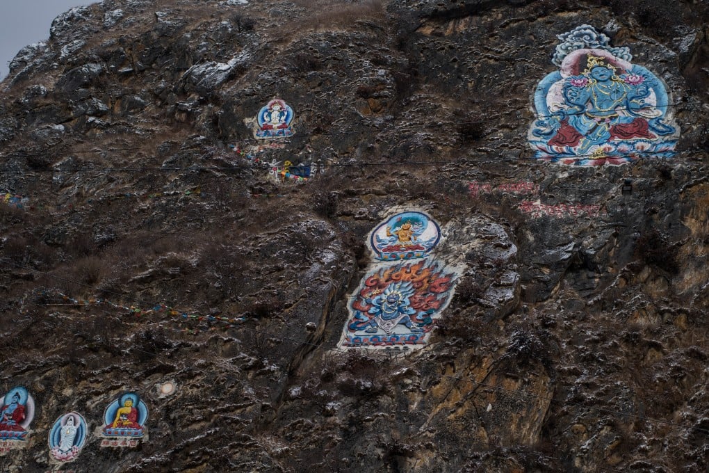 The beautiful carved mani stones on Guoda mountain are one of Kangding’s stand-out landmarks. Photo: Paul Ratje