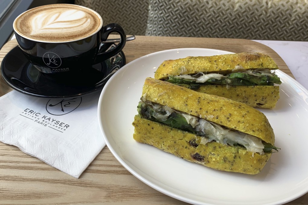 The chia seeds and avocado sandwich with a cappuccino is one available lunch set option at the Maison Eric Kayser in Tsim Sha Tsui. Photo: Simone McCarthy