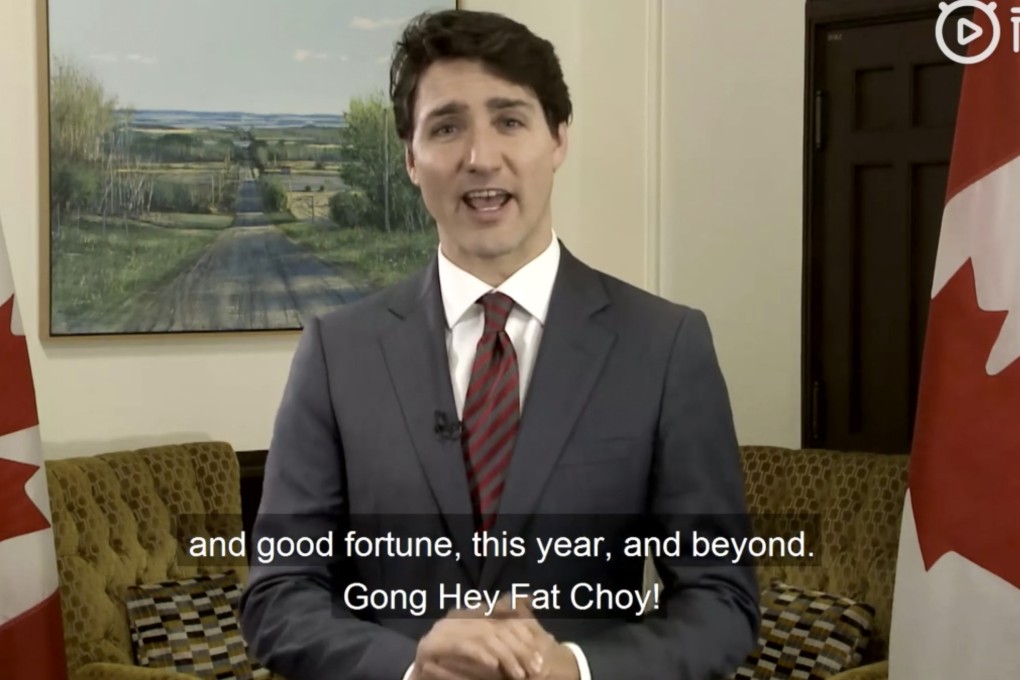Canadian Prime Minister Justin Trudeau’s Lunar New Year message on Weibo met with a mixed reaction from Chinese internet users. Photo: Weibo