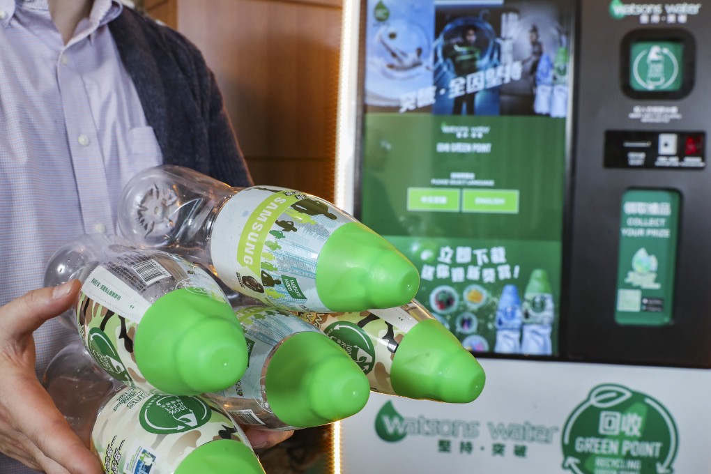 Watsons Water plans to install 400 reverse vending machines for water bottles, as part of a campaign to reduce the use of plastic in Hong Kong. Photo: Winson Wong