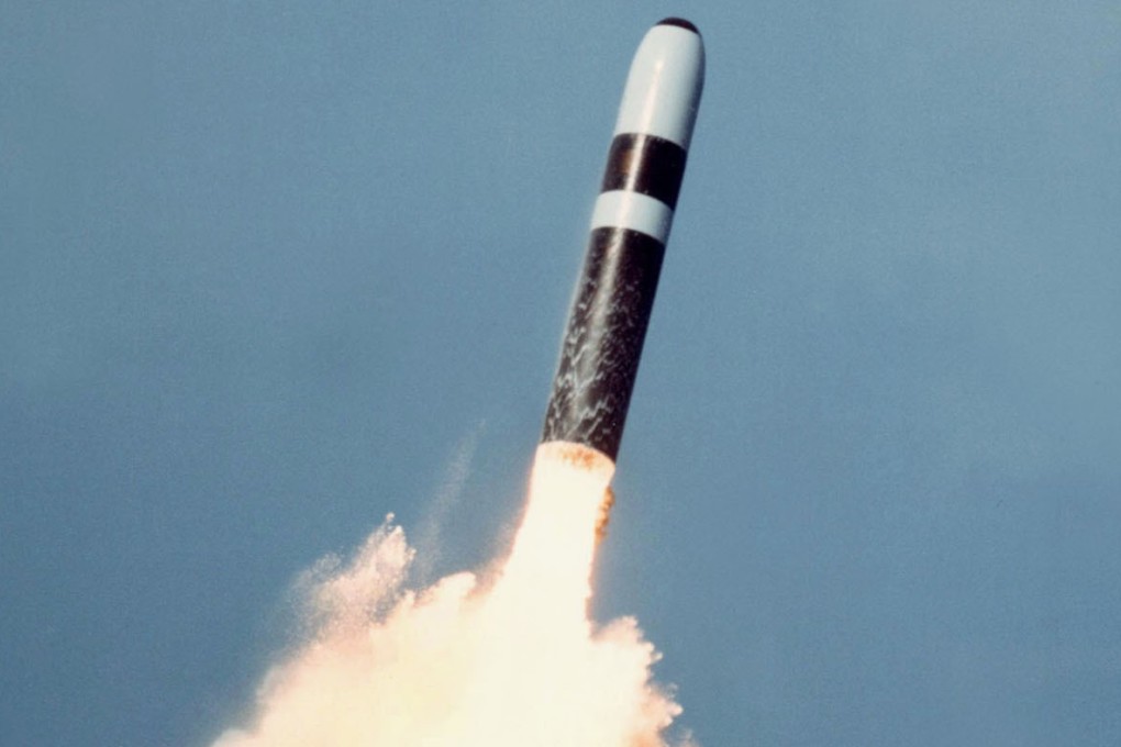 An American Trident II ballistic missile is launched from a submarine. Photo: Reuters