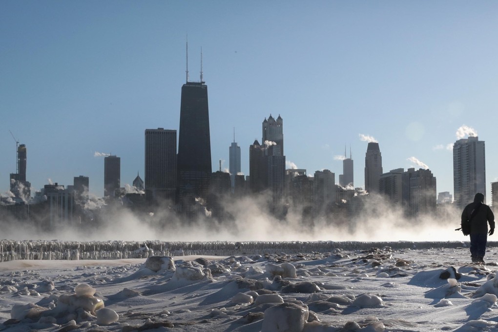 A man walks along the lakefront as temperatures hovered around -20 degrees on January 30 in Chicago, Illinois, caused by an ominous sounding phenomenon called the polar vortex. Photo: AFP