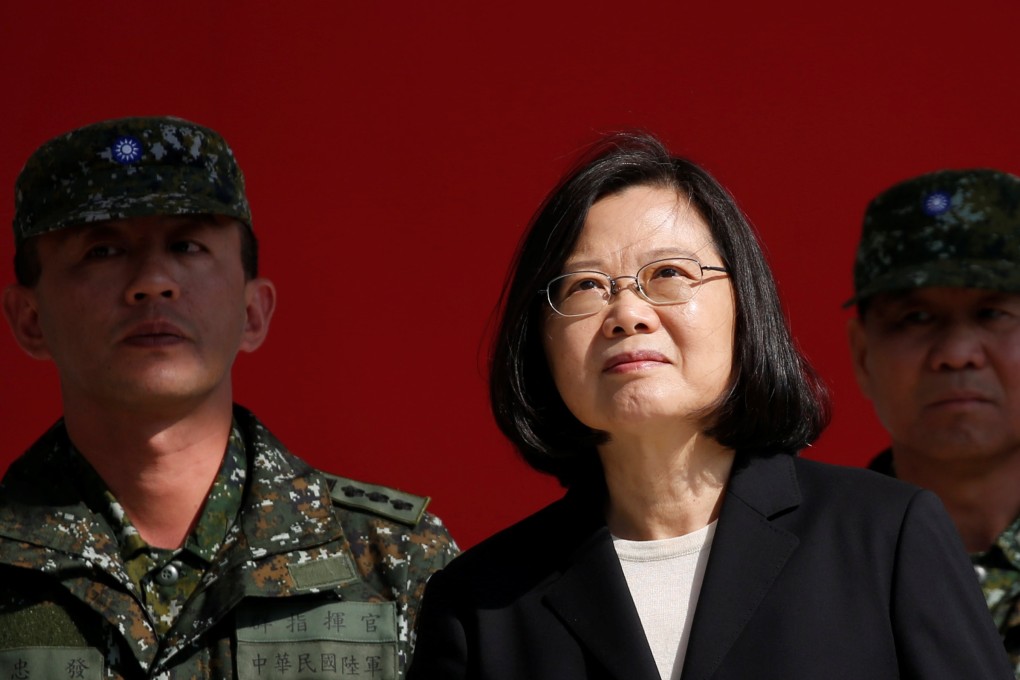 Taiwan President Tsai Ing-wen attends an inspection of Taiwan’s military before Lunar New Year. Photo: Reuters