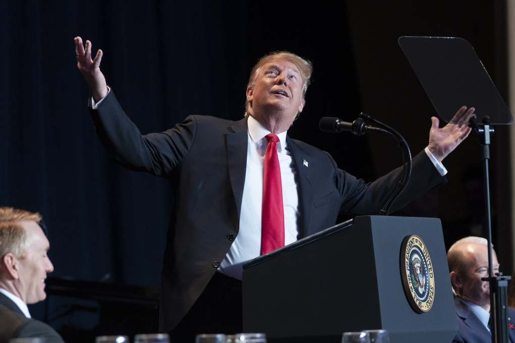 US President Donald Trump speaking at the 2019 National Prayer Breakfast in Washington on Thursday. Photo: EPA