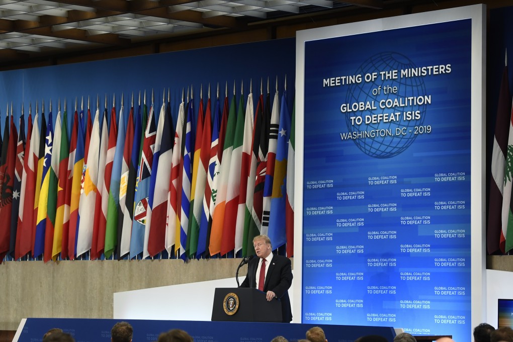 President Donald Trump speaks at the Global Coalition to Defeat ISIS meeting at the State Department in Washington, Wednesday, February 6, 2019. Photo: AP Photo