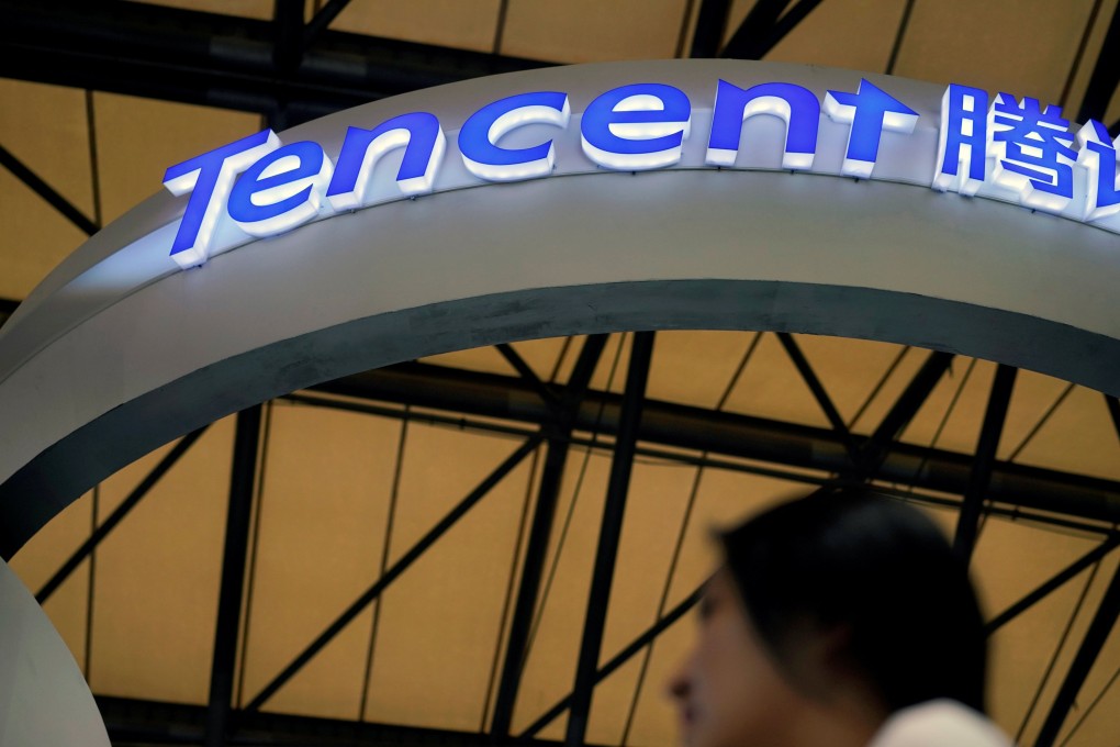A sign for Tencent at the China Digital Entertainment Expo and Conference in Shanghai, China, last year. Photo: Reuters