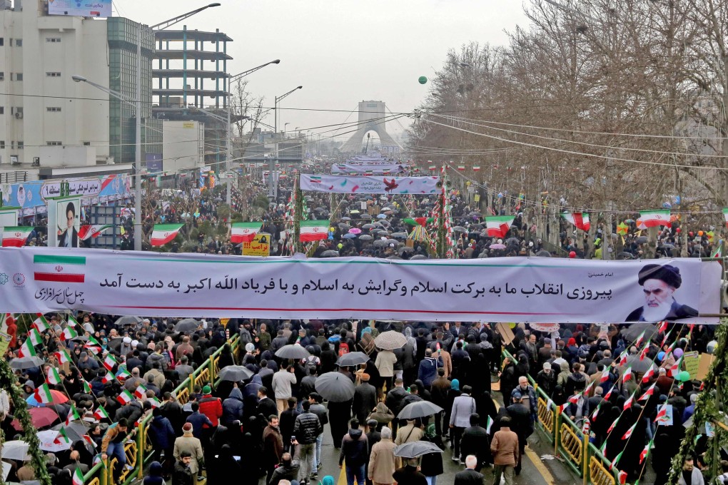 Iranians march towards central Tehran to celebrate the 40th anniversary of the Islamic Revolution on February 11, 2019. Photo: AFP