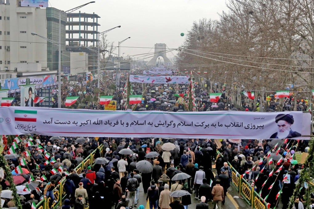 Iranians march towards central Tehran to celebrate the 40th anniversary of the Islamic Revolution on February 11, 2019. Photo: AFP
