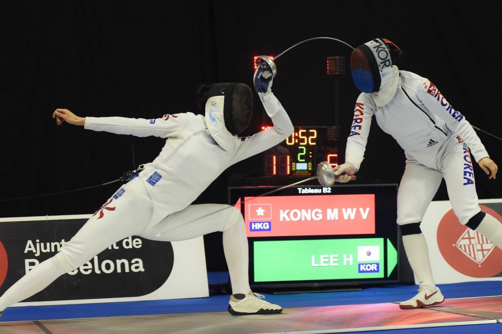 Vivian Kong Man-wai (left) faces Lee Hye-in of South Korea in the final in Barcelona. Photo: Facebook/FEI