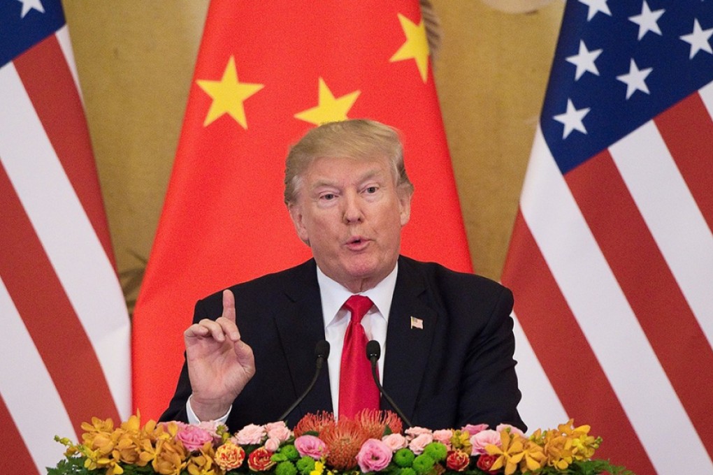 US President Donald Trump speaks during a press conference with China’s President Xi Jinping in Beijing on November 9, 2017. The Trump administration has adopted an increasingly confrontational stance towards China. Photo: AFP