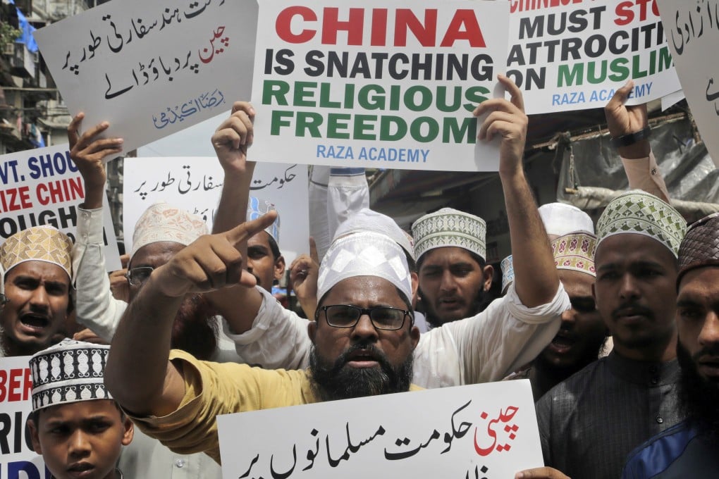 In this file photo, Muslims in Turkey shout slogans in support of Uygurs in detention and political indoctrination centres in China. Photo: AP