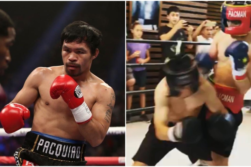 Manny Pacquaio (left, during his fight with Adrien Broner) is fully supportive of his son Jimuel (right) after his debut exhibition bout. Photos: AFP/YouTube